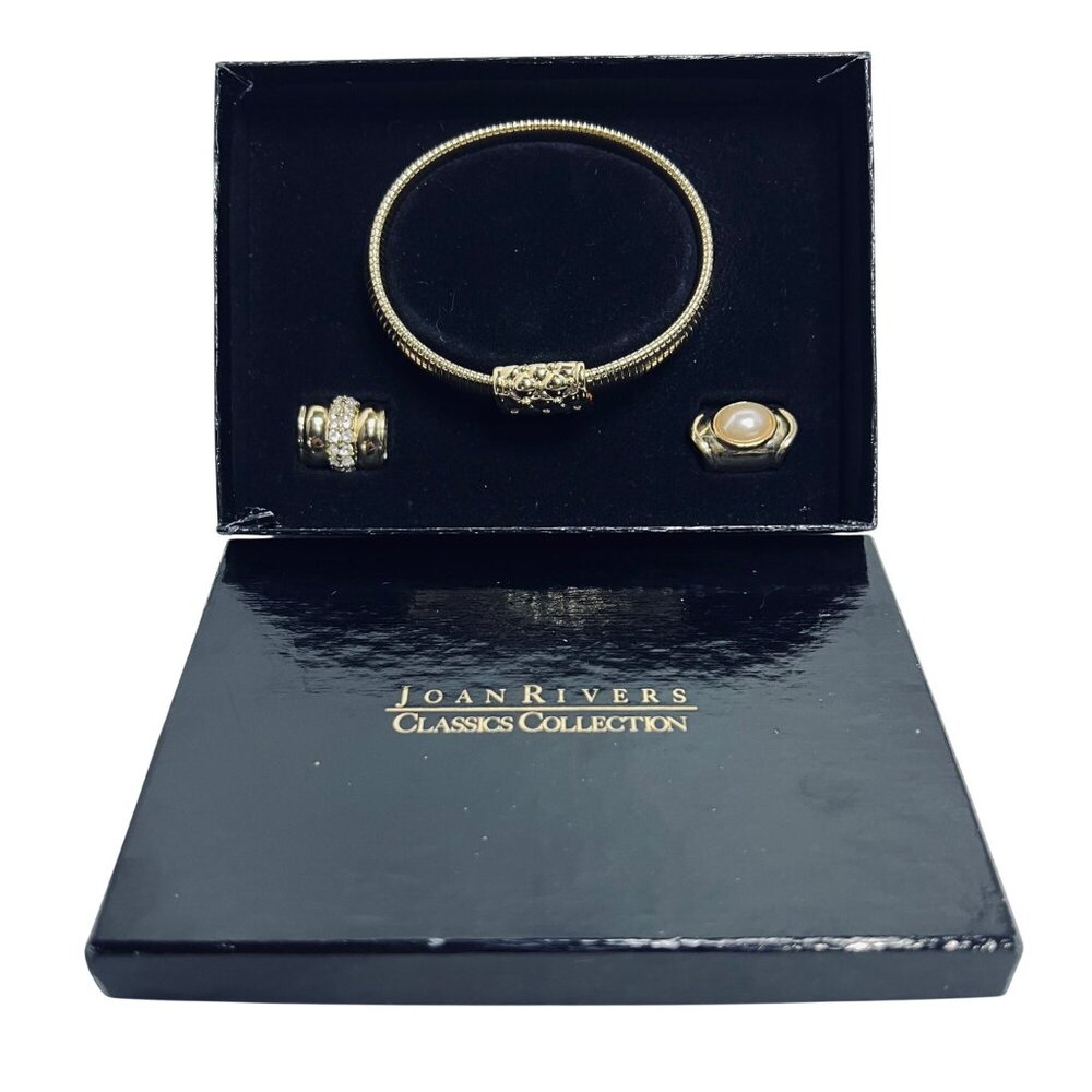 Joan Rivers Gold Tone Omega Snake Chain Bracelet With Magnetic Charms (5950)